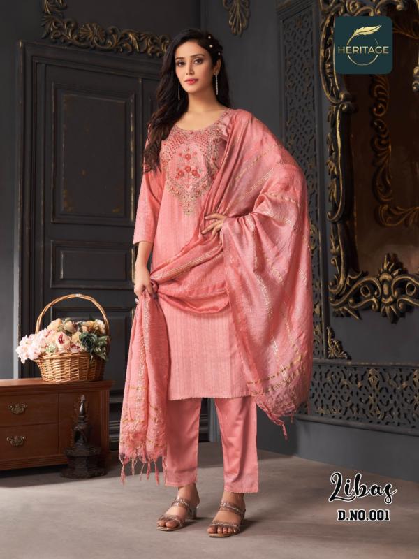 Heritage Libas Chanderi silk Designer Exclusive Readymade Suit